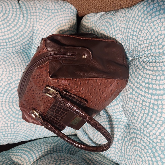 Brown Crocodile US Polo Embossed Leather Handbag - Picture 5 of 12